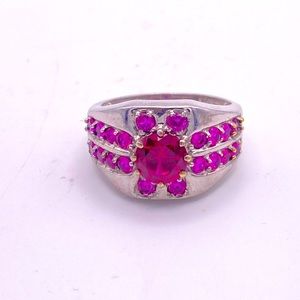Men’s Ruby and Garnet Ring; Stainless Steel; Size 10